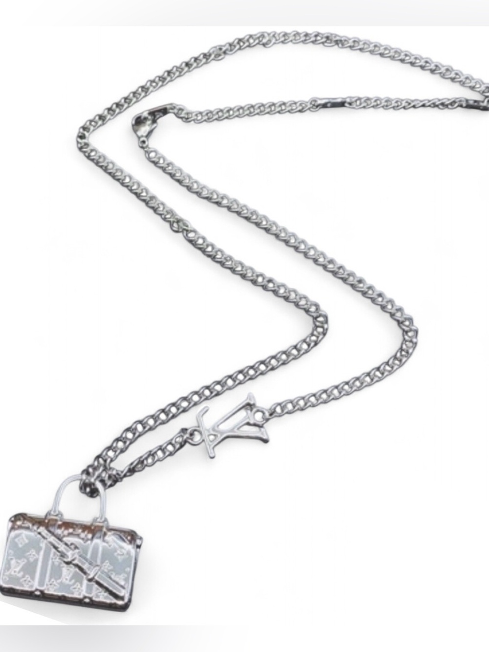 🧳 🆕 Unisex LV luggage pendant chain Necklace 🗺️